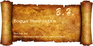 Bogya Henrietta névjegykártya